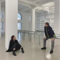 Rörstrand Museum TAS Tove Alderin and Joakim Kling in the gallery that is dedicated the the different artists, designers and crafts people collaborating. WIP snap. Spring 2021.